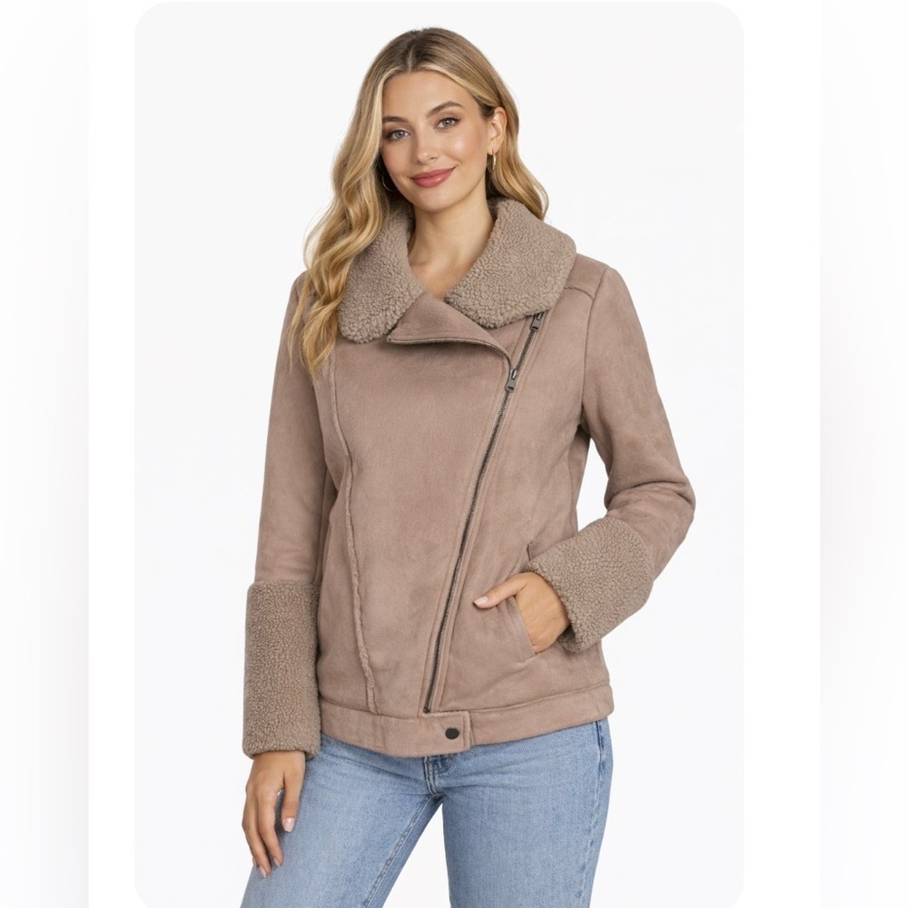 The Fifth Label Moto-Style Faux Suede Sherpa Jacket XS | Australian Brand